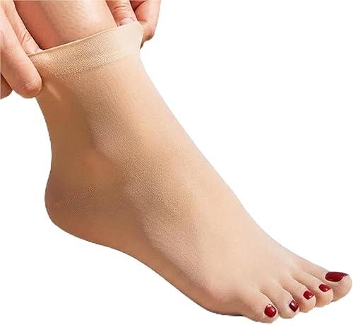 Instant Pedicure Sheer Toe Tights, High Sheer Socks Toe Separated Ankle Thin Socks with Nail Art,for Heels and Flats