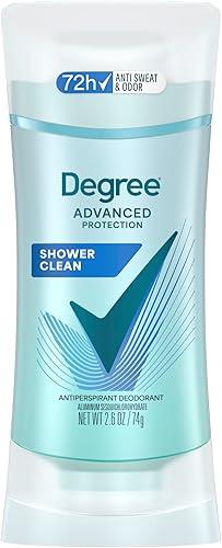 Degree Advanced Protection Antiperspirant Deodorant Shower Clean for 72-Hour Sweat & Odor Control for Women, with Body Heat Activated Technology, 2.6 oz