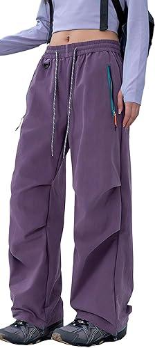 FEOYA Women Cargo Pants Waterproof Quick-Dry Parachute Hiking Pants with Zipper Pockets Baggy Pants for Outdoor Travel