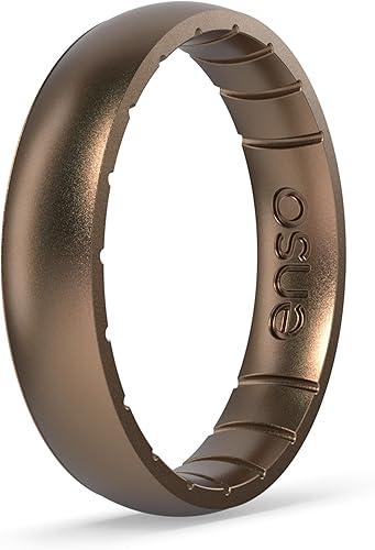Enso Rings Thin Elements Silicone Ring Infused with Precious Elements – Stackable Wedding Engagement Band – 4.3mm Wide, 1.75mm Thick