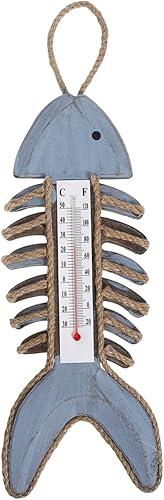 Amosfun Vintage Fish Bone Thermometer Wall Mount Indoor Outdoor Temperature Gauge for Home Garden Patio Decorative Climate Monitor