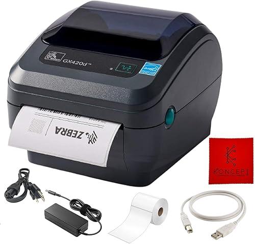 GX420D Zebra Direct Thermal Label, Receipt & Barcode Printer - with USB 2.0 Cable, 4x6 Label Roll, 24V - USB, Serial and Ethernet Connectivity (Renewed)