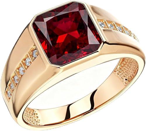 10K 14K 18K Gold Men's 4 Carat Gemstone Engagement Ring Asscher Cut Gemstone Wedding Pinky Ring for Men Size 3-16
