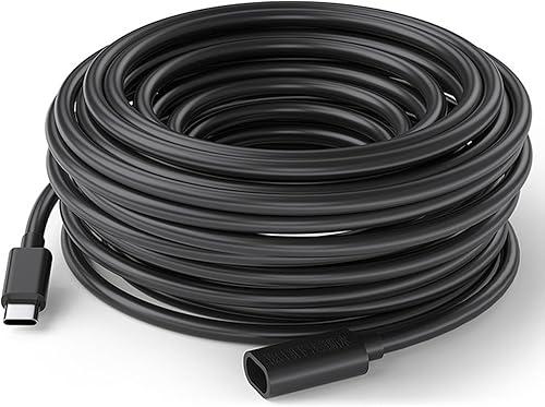 32.8ft USB C Extension Cable for Solar Panel & Camera, Waterproof Outdoor Type C Male to Female Cord Compatible with Stick Up Cam, Mag-Safe Charger & Security System (Black, 30FT)