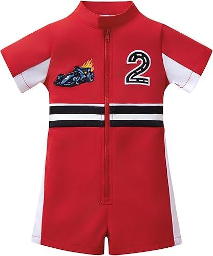 IDOPIP Baby Boys 1st 2nd Birthday Outfit Race Car Driver Romper Girls Boy Racer Jumpsuit Racing Suit Toddler Dress up Costume