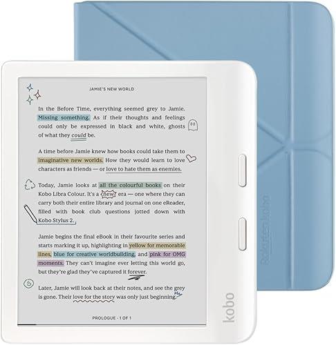 Kobo Libra Colour White eReader with Case Bundle