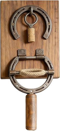 Horseshoe Corkscrew Bottle Opener Wall Mounted, Traditional Decor Wine Enthusiast (1pc) Antique Corkscrew Opener Wall Decor