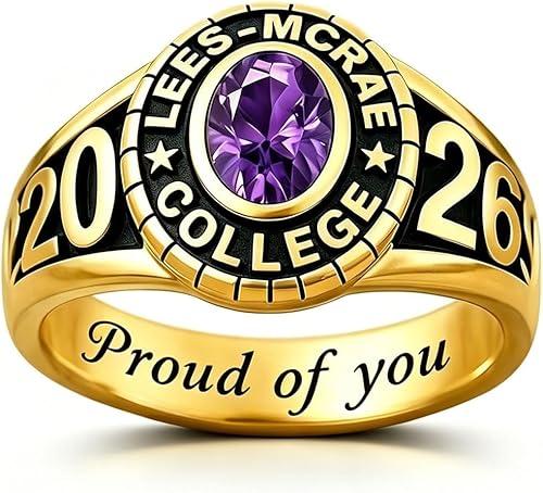 Silver/10K 14K 18K Gold Custom Class Rings for Women High School Graduation Ring with Birthstone Personalized University College Rings for Her-Oval Center 2