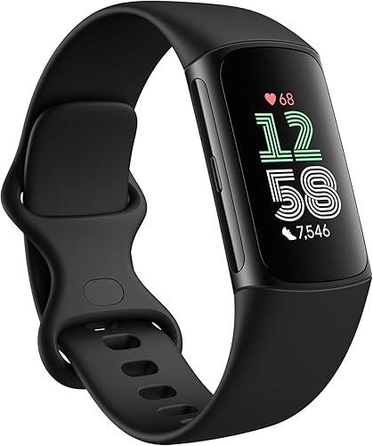 Fitbit Charge 6 Fitness Tracker with Google apps, Heart Rate on Exercise Equipment, 6-Months Premium Membership Included, GPS, Health Tools and More, Obsidian/Black, One Size (S & L Bands Included) — 13% off