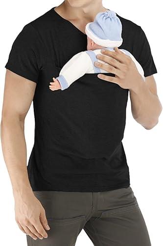 JOFOW Dad's Men's Kangaroo Shirt Short Sleeve V Neck Funny Shirts Fashion Soft Novelty T-Shirt with Pockets
