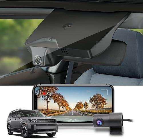 Fitcamx Front 4K+Rear 1080P Dash Cam Adapts for Hyundai Santa Fe 2024-2026 (Part No#P6000), OEM Factory Look, 2 Way HD Video, Built-in WiFi & APP, Loop Recording, G-Sensor, Easy to Set, 128GB Card