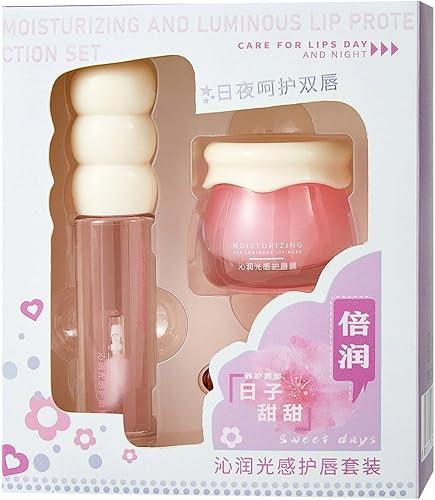 Travel Friendly Lip with Gloss Set Moisturizing and Plumping Care for Dry Lips Day Night Hydrating Care for and Teens