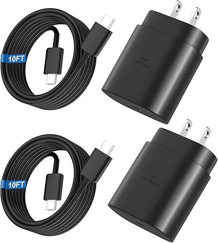 Super Fast Charger Type C, 25W USB C Wall Charger Fast Charging for Samsung Galaxy S26 Ultra/S26/S26+/S25 Ultra/S25/24 Ultra/S24/S23 Ultra/S22 Ultra with 10FT Long Android Type C Charger Cable 2Pack — 10% off