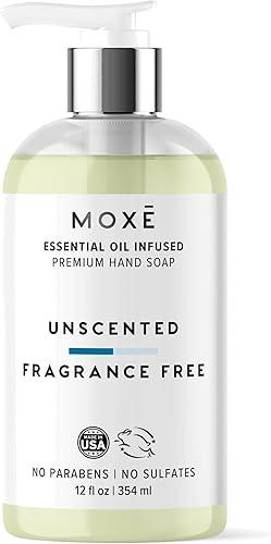 MOXE All Natural Hand Wash – Unscented Fragrance-Free– Gentle Formula, Organic & Plant-Based – For Kitchen & Bathroom – Biodegradable, Vegan, Cruelty-Free, No Sulfates or Parabens – 12 oz
