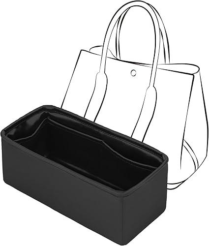Silky Insert for Hermes Garden Party 23, Lightweight Purse Organizer Insert with Keychain Fit for GardenParty 23(Black)
