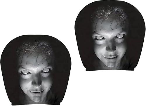 Car Headrest Covers Designed with Bold Funny Face Faces Cover, Stretchy Fabric Humorous Cushion Covers for Car