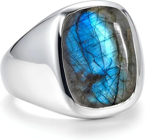 Natural Labradorite Ring 925 Sterling Silver Handmade Gemstone Jewelry Labradorite Mens RIng Gift for Him