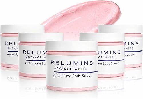 Relumins Premium Summer Body Scrub with Glutathione, Rosehip & Sea Salt – Hydrating Exfoliating Scrub for Smooth, Radiant Skin, Pamper Gift for Mom – Gentle Moisturizing Formula – 400ml x 5 Tubs