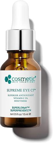 Supreme C5 Vitamin C Eye Gel, Lightweight Under Eye Gel-Cream with 5% Vitamin C, Hyaluronic Acid & Asiatic Acid, Helps Reduce Dark Circles, Puffiness, Under Eye Bags & Fine Lines, 0.5 fl oz