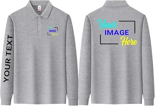 Personalized Men Long Sleev Polo Shirts Customized Casual Slim Fit Collar Shirt Work Shirt