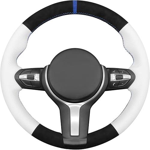 MEWANT Hand-Stitched Steering Wheel Cover for BMW (M Sport) F22 F23 F30 F34 F32 F33 F36 F10 F07 F12 F13 F06 F39 F25 F26 F15 F16, DIY Custom Fit Steering Wheel Wrap for BMW