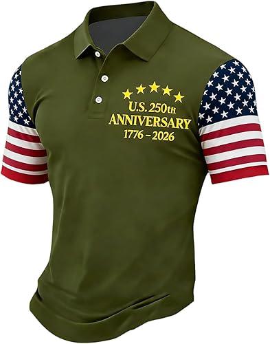 Men's 250Th Anniversary Printed Casual T-Shirt 250 Years of Freedom Shirt American Flag Patriotic, S-5XL
