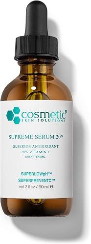 Supreme Serum 20 – 20% Vitamin C Face Formula with Hyaluronic Acid, Glutathione & Asiatic Acid – Antioxidant for Even Skin Tone, Firmness & Radiant Complexion – 2 fl oz