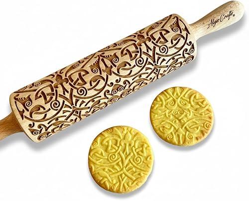 FLEUR DE LIS KNOT Embossing Rolling Pin – Dough and Clay Roller for Embossed Cookies and Pottery, Cookie and Ceramic Stamp, Baking Gifts for Women by Algis Crafts