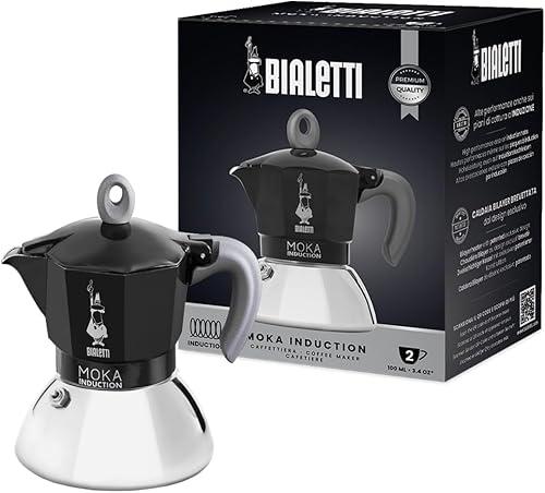 Bialetti - Moka Induction, Moka Pot, Suitable for all Types of Hobs, 2 Cups Espresso (2.8 Oz), 90 milliliters,Black