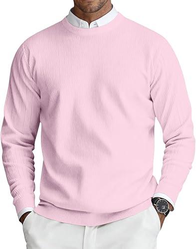 DuDubaby Mens Sweater Mens Crew Neck Sweaters Long Sleeve Lightweight Knit Dress Pullover Sweaters Dress Sweater Pullovers