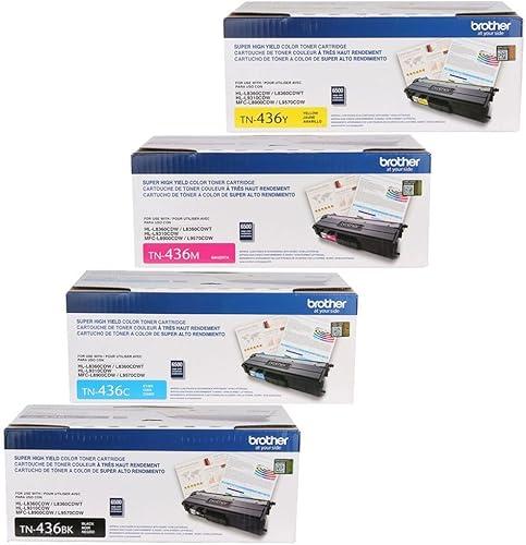 Brother TN436BK, TN436C, TN436Y, TN436M 4-Color Super High Yield Toner Cartridge Set