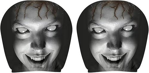 Car Headrest Covers, Soft Polyester Fabric with Funny Cartoon Print, Stretchy Seat Headrest Protector for Auto Interior Decoration – 2 Pack