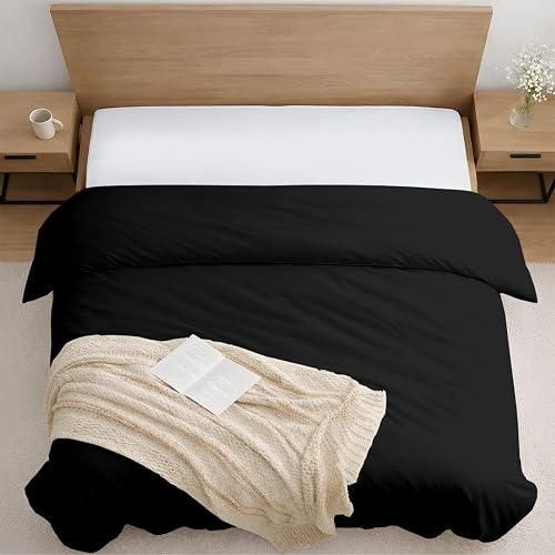 Pre Washed Microfiber 1 Pc King Size Duvet Cover Only by Kotton Culture - Ultra Soft Bedding, Lightweight & Breathable - Zipper Closure, 8 Corner Ties, Wrinkle & Fade Resistant - Black