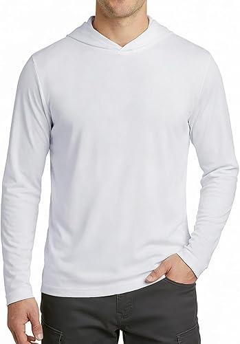 Ecosunny Men's Sun Protection Hoodie Shirts UPF 50+ Long Sleeve UV Swim Shirt Fishing Hiking Running Rash Guard Quick Dry