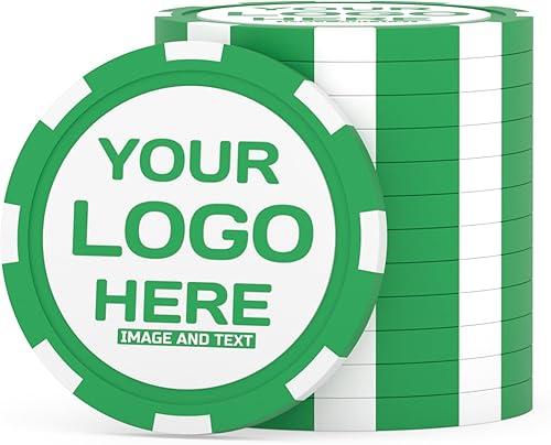 25 Custom Clay Poker Chips – 1.57in/11.5g Personalized Logo, Design, or Photo – Customized Drink Tokens, Party, Business or Corporate Events