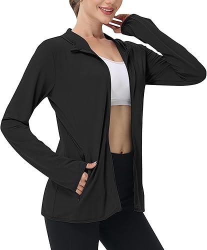 Womens Sun Protection Jacket UPF 50+ Full Zipper Long Sleeve Hoodie Shirts Outdoor Athletic Jacket