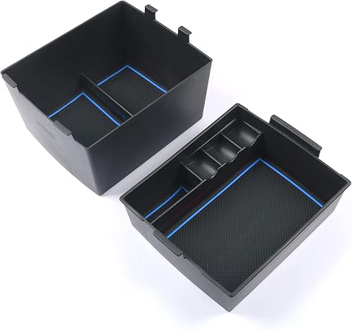 CDEFG for 2022 2023 2024 2025 2026 Ford Maverick Truck Center Console Organizer Tray 2022-2026 Maverick Armrest Trays Storage Box Coin Container Maverick Truck Accessories, 2-Pack(Blue Trim)