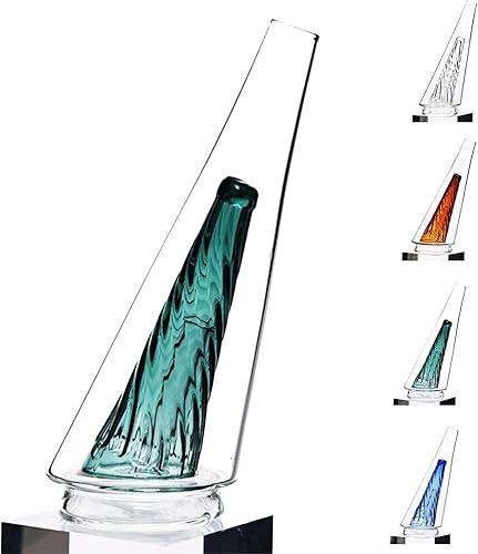 Colored Crystal Vase for Flowers, Home Glass Decorations, Mini Glass Vase Desk Ornament (Green Thread)