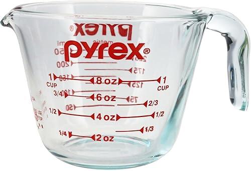 Pyrex Prepware 1 Cup Measuring Cup, Clear w/ Red Measurements (6001074)