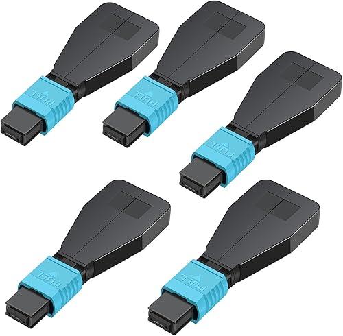 5 Pack MPO/UPC Female Fiber Optic Loopback Tester Cable, OM3 Multimode Duplex 50/125μm MPO 12 Core -Fiber Loopback Adapter for 40G 100G Networks and QSFP Testing