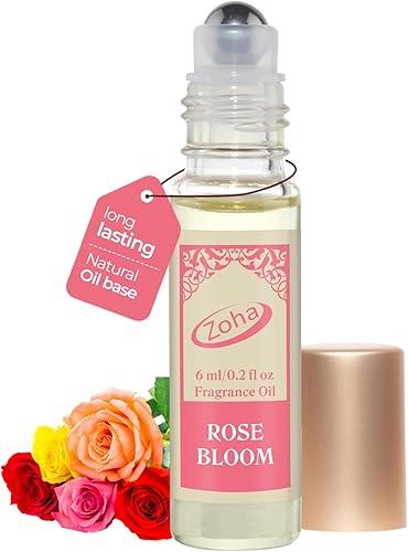 Zoha Rose Bloom | Roll on Perfumes for Women & Men | Alcohol-free Rose Perfume Oil | Travel Size Long Lasting Fragrance | 6ml Roller