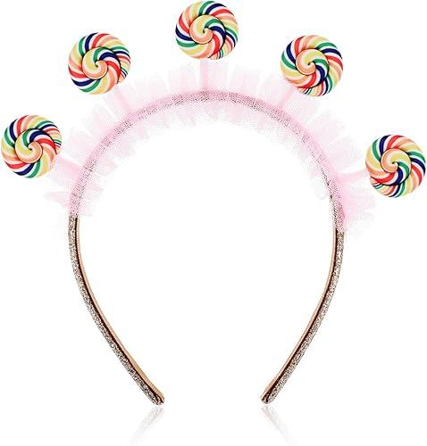 Yardwe Lollipop Headband for Kids Candy Hairband Party Accessories Toddler Hair Hoop with Cartoon Lollipop Design for Birthday and Daily Wear