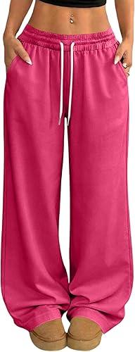Wide Leg Sweatpants Women Baggy Joggers Comfy High Rise Soft Drawstring Pants with Pockets
