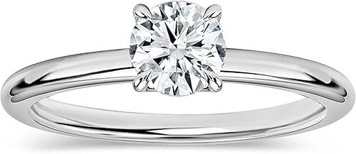 0.25-3.00 Carat Round Lab Grown White Diamond Classic Solitaire Engagement Ring for Women in 10K Solid Gold