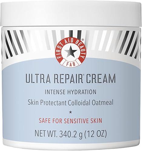 First Aid Beauty - Ultra Repair Cream, Intense Hydration Whipped Colloidal Oatmeal, Clinically Proven to Strengthen Skin Barrier in 7 Days & Helps Relieve Eczema, Luxury Face & Body Moisturizer, 12 oz