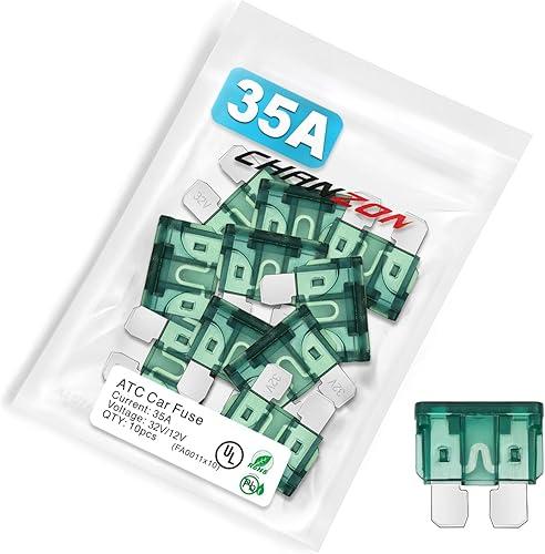 Chanzon UL Listed 35A Standard Blade Fuse ATC/ATO/APR 35 Amp 32V 10Pcs Auto Fuses Fast Blow for Automotive Car RV Truck SUV