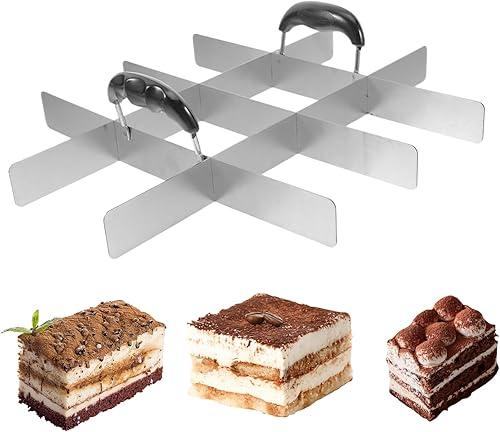 Square Cutters Baking - Stainless Steel Divider, Cake Portion Tool for Dessert Serving, Pastry Slicer with Easy Handle, Kitchen Equipment, Fondant Cutter for Pie and Flan