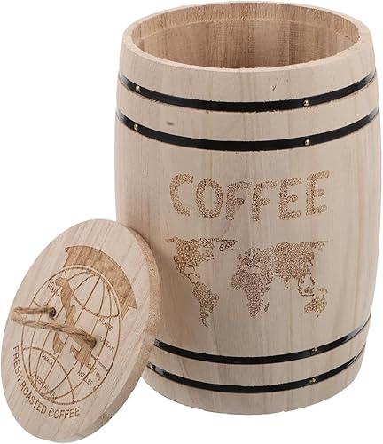 NUOBESTY Wooden Coffee Container Airtight Storage Jar With Lid For Tea Coffee Flour Sugar Rustic Kitchen Decor Preserves Freshness Aroma Easy To Clean Design