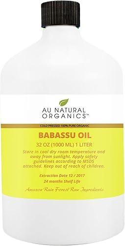 Au Natural Organics Babassu Oil - Cold Pressed Natural Carrier Oil | Body, Face, Hair & Skin Care Moisturizer | Minimize Wrinkles & Repair Split Ends | Cooking Essential Oil
