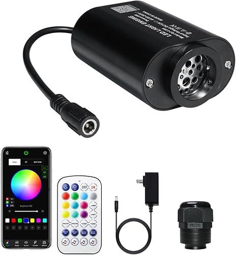 AZIMOM Mini 6W Twinkle Fiber Optic Starlight Box Sound Activated RGBW Fiber Optic Light Source APP/Remote Control Light Engine Driver for Car Home Ceiling Star Lighting Decor